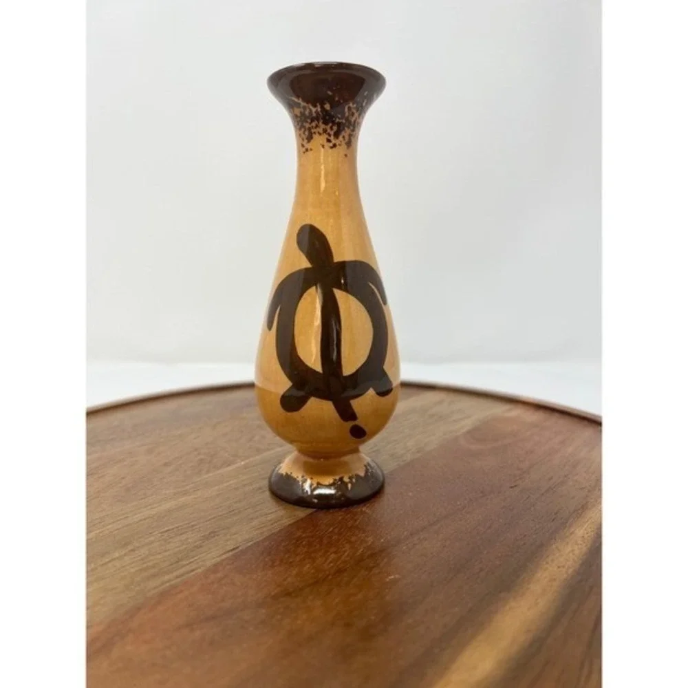 Vintage Hawaiian Turtle Ceramic Vase Small‎ MCM Decor Made in Hawaii